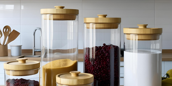 Potes com Tampa de Bambu