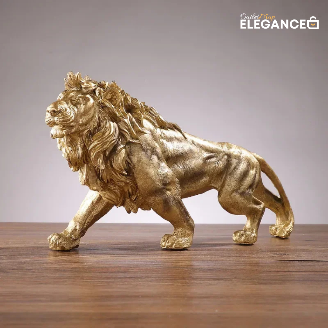 Escultura de Leão Dourado Elegance-0175-OutletMup-OutletMup