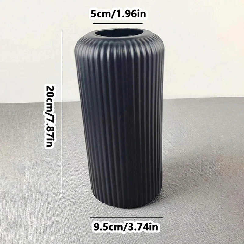 Vaso Decorativo com Acabamento Cerâmico Elegance-0199-OutletMup-Preto-OutletMup