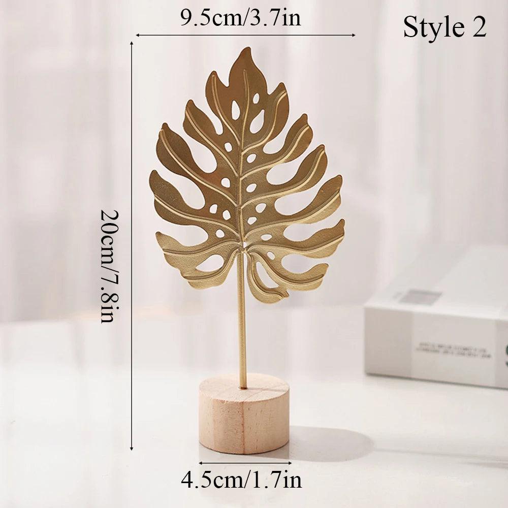 Escultura de Folha de Ginkgo em Ouro Nórdico para Decoração Elegante Mup-0043-OutletMup-A2-OutletMup