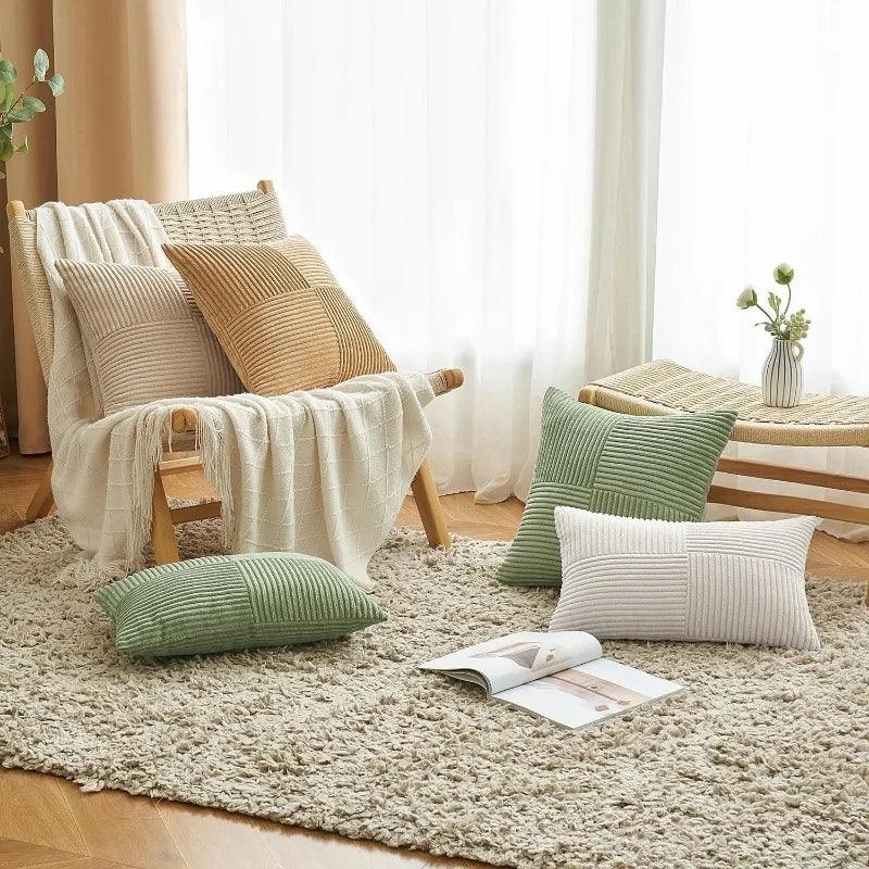 Capa de Almofada Texturizada Corduroy com Listras-0025-OutletMup-OutletMup