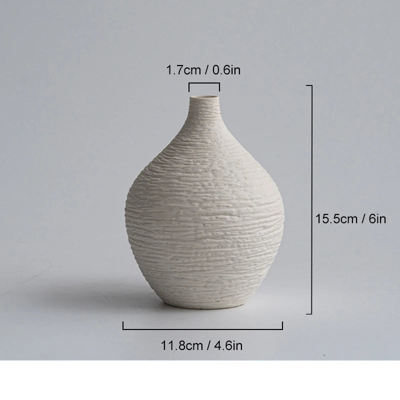 Vaso Cerâmico Simples para Decoração de Casa-0169-OutletMup-Slim Bege-OutletMup