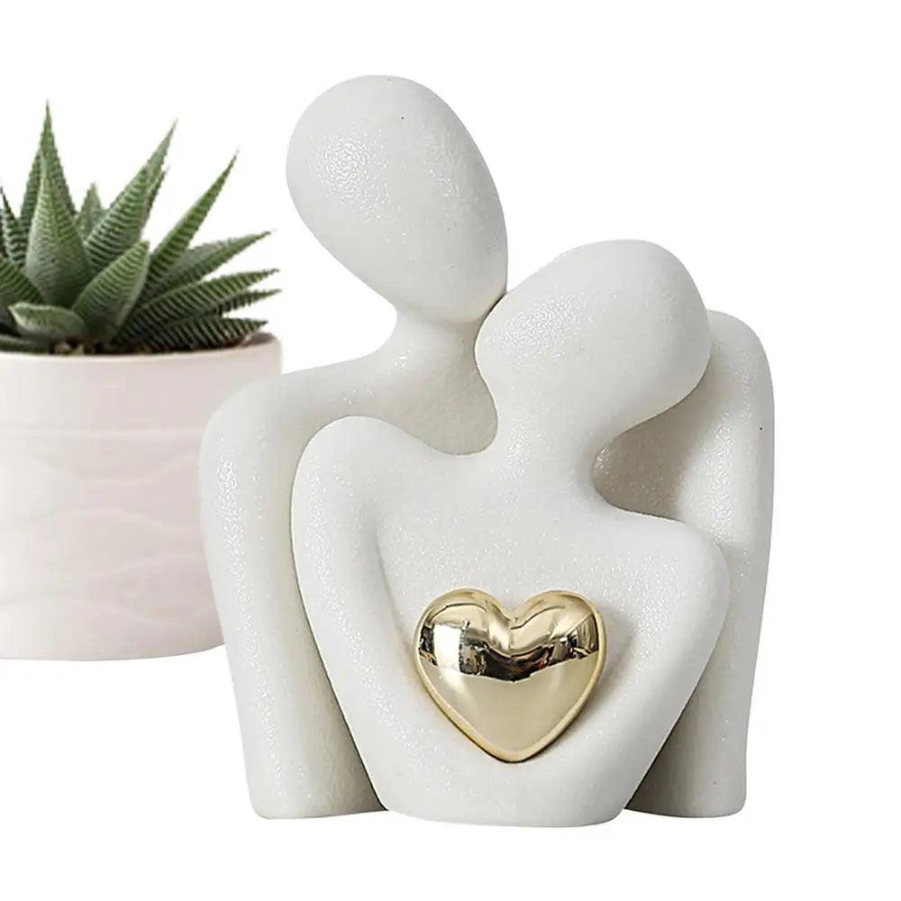 Estátua Decorativa Abstrata de Casal Escultura Moderna em Cerâmica para Sala Mup-0048-OutletMup-OutletMup