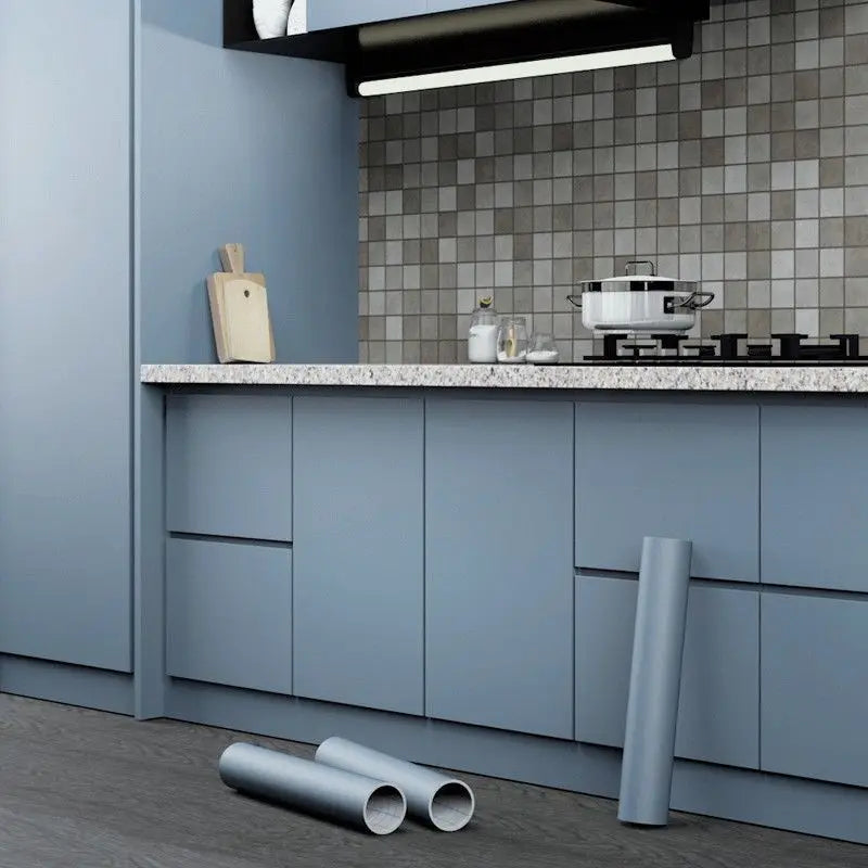 Papel de Contato Adesivo de Vinil Efeito Mármore Mup-0113-OutletMup-Azul Mate-1m x 40cm-OutletMup