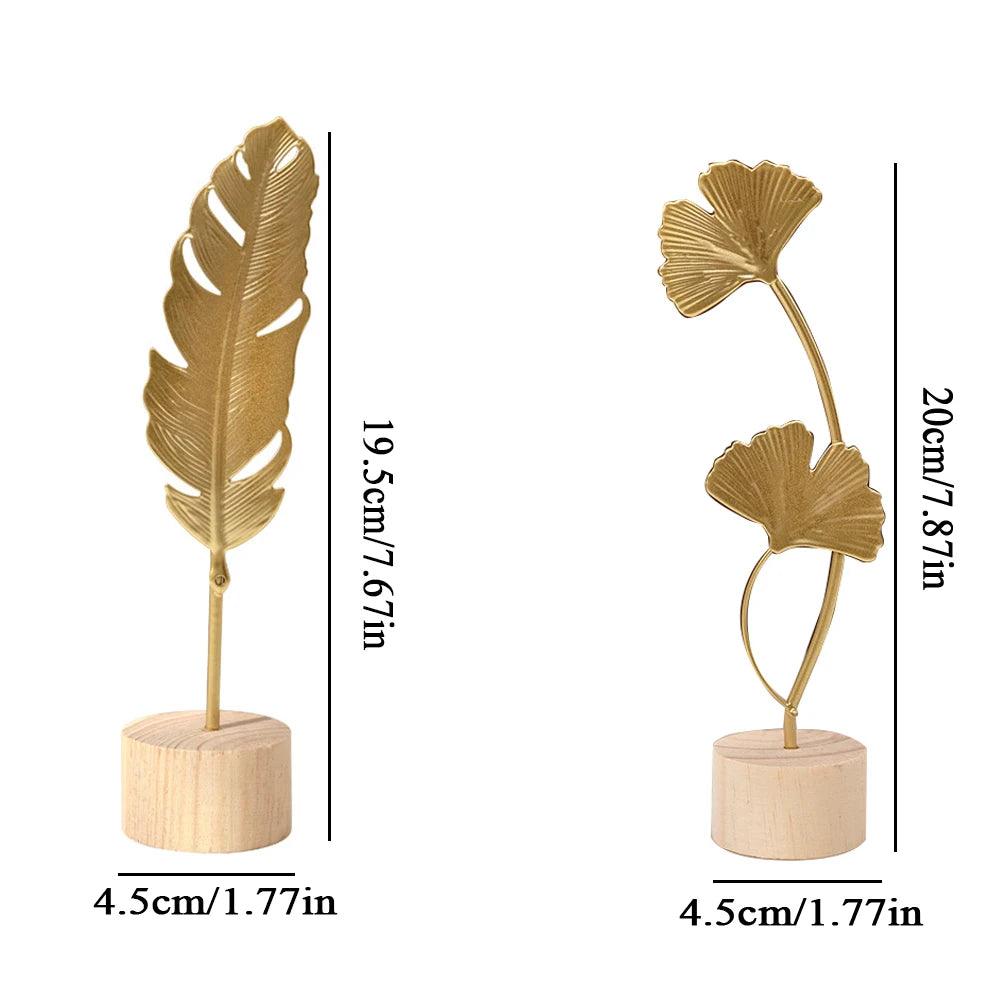 Escultura de Folha de Ginkgo em Ouro Nórdico para Decoração Elegante Mup-0043-OutletMup-OutletMup