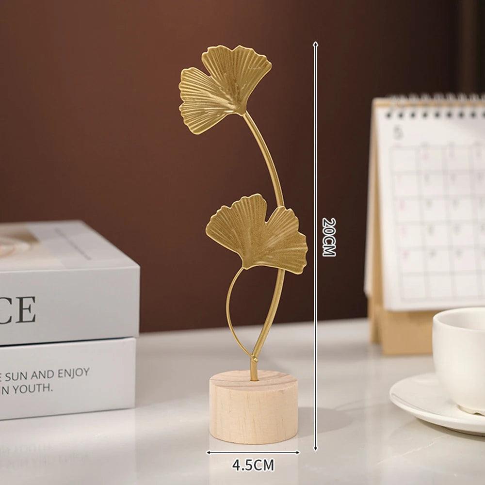 Escultura de Folha de Ginkgo em Ouro Nórdico para Decoração Elegante Mup-0043-OutletMup-A5-OutletMup