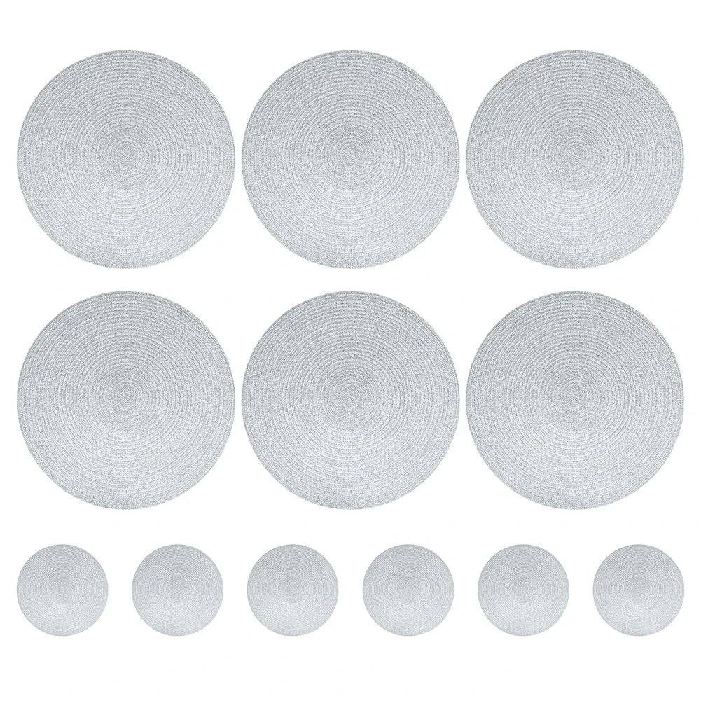 Conjunto Jogo Americano Trançado Signature-0192-OutletMup-Cinza Claro-OutletMup