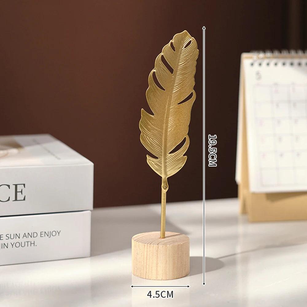 Escultura de Folha de Ginkgo em Ouro Nórdico para Decoração Elegante Mup-0043-OutletMup-A6-OutletMup