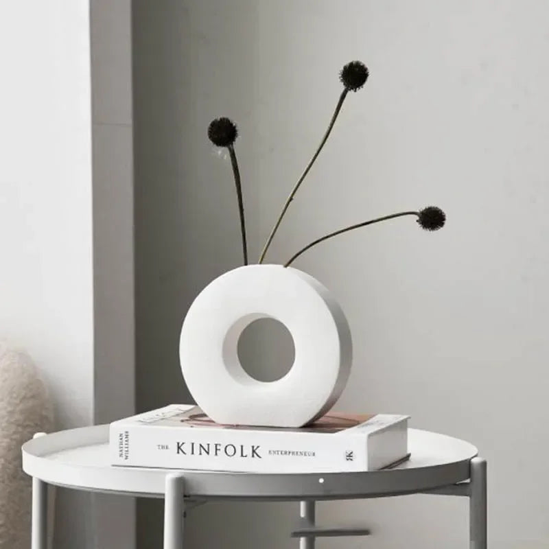 Vaso Donut de Cerâmica Elegance-0183-OutletMup-Branco-OutletMup