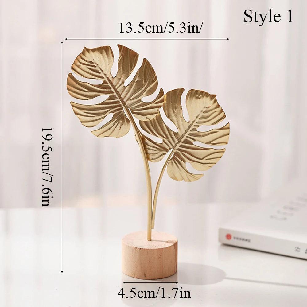 Escultura de Folha de Ginkgo em Ouro Nórdico para Decoração Elegante Mup-0043-OutletMup-A1-OutletMup