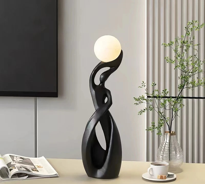 Escultura Decorativa Luminosa em Resina Elegance-0168-OutletMup-Preto-OutletMup