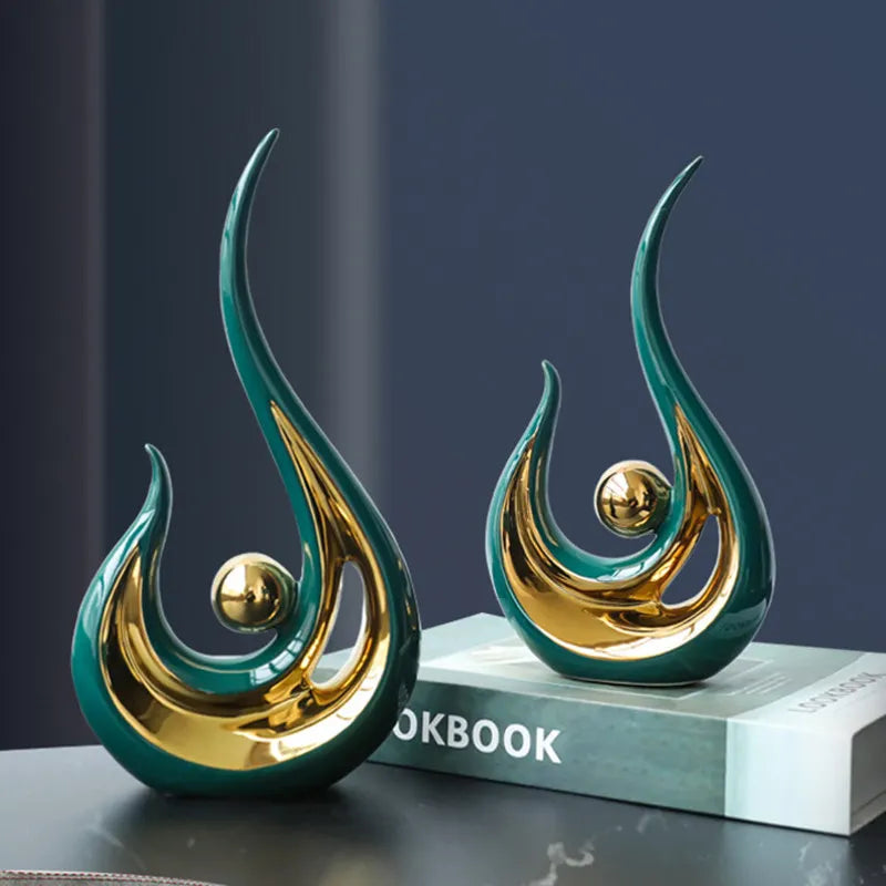 Escultura Abstrata de Cerâmica Elegance-0167-OutletMup-OutletMup