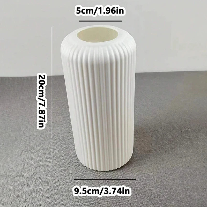 Vaso Decorativo com Acabamento Cerâmico Elegance-0199-OutletMup-Branco-OutletMup
