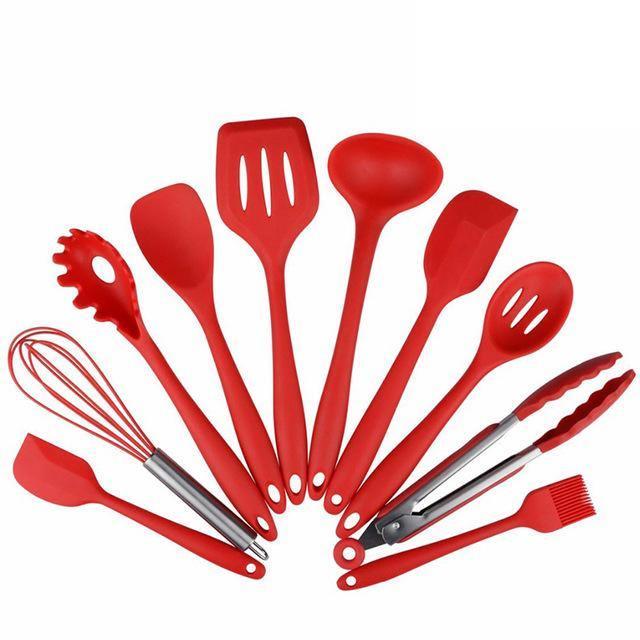 Conjunto de Utensílios em Silicone Resistentes e Práticos para Cozinha Mup-0036-OutletMup-Vermelho-OutletMup