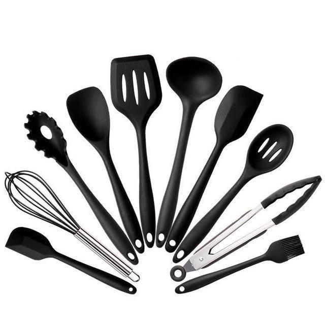 Conjunto de Utensílios em Silicone Resistentes e Práticos para Cozinha Mup-0036-OutletMup-Preto-OutletMup