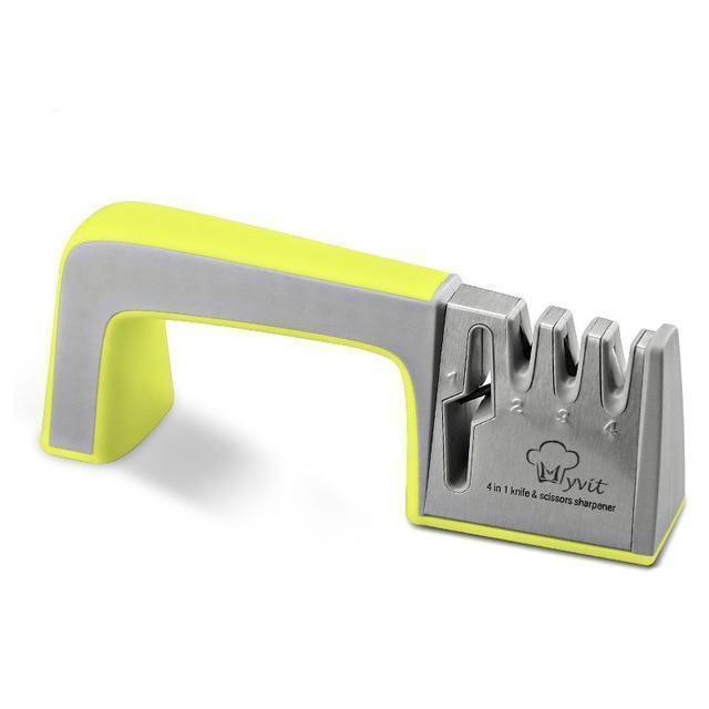 Afiador Japonês Profissional 4 em 1 para Facas e Tesouras Mup-0004-OutletMup-Amarelo-OutletMup